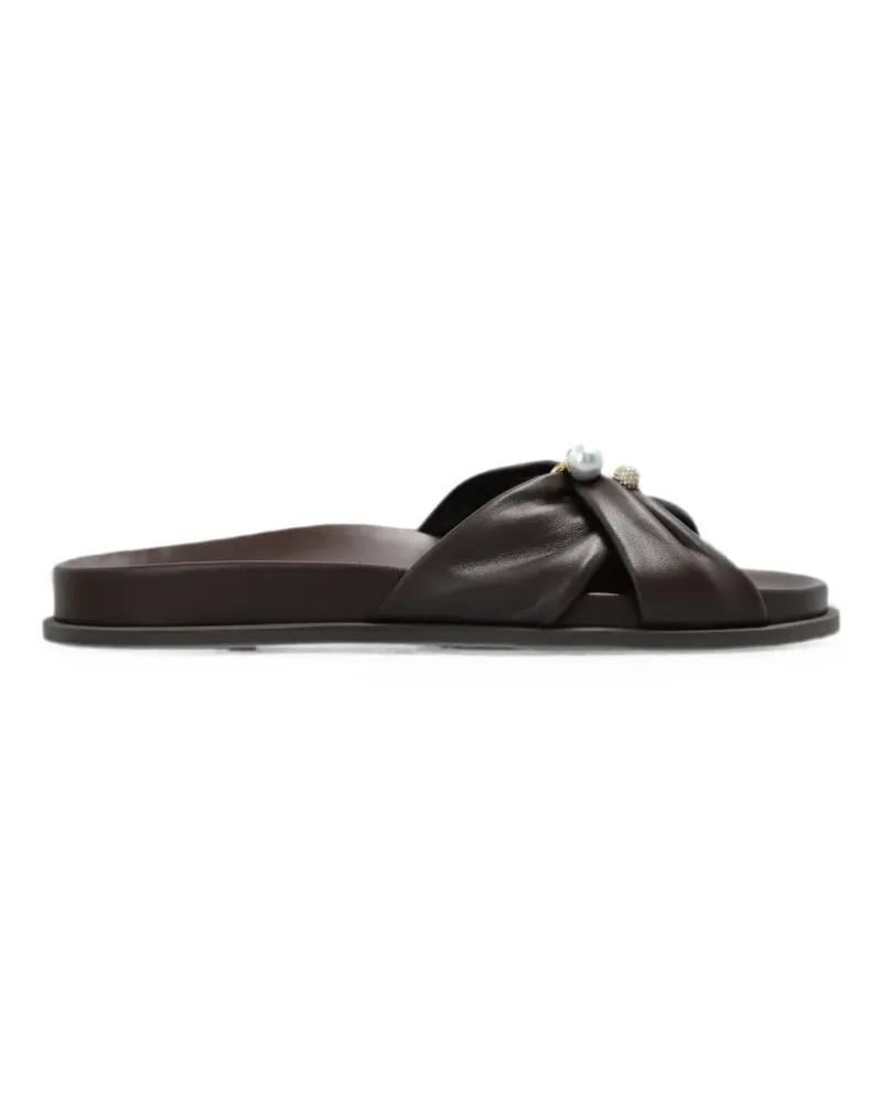 Jimmy Choo Perlenbesetzte Rafi Ledersandalen - Braun Braun