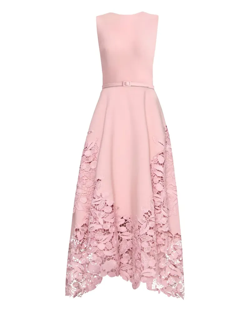 Oscar de la Renta Cherry Guipure Lace Midikleid - Rosa Rosa