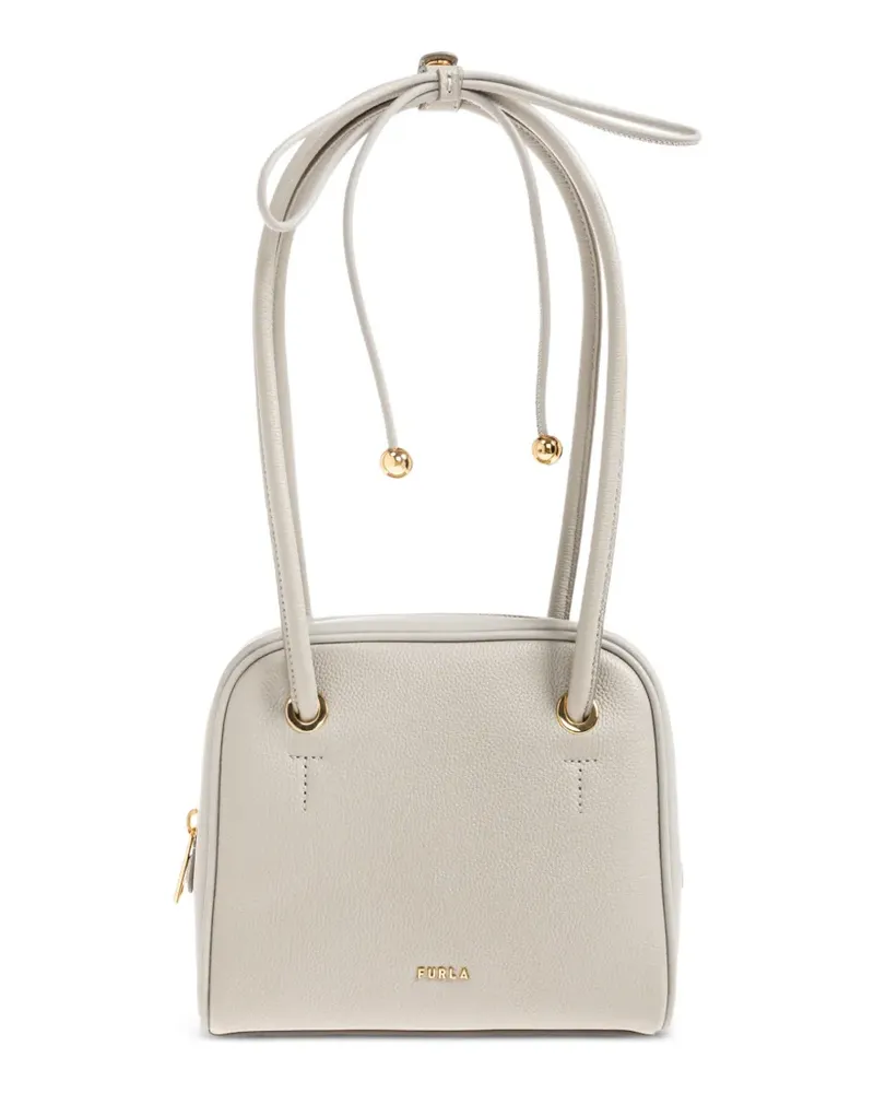 Furla Poppy Schultertasche aus gekörntem Leder - Grau Grau