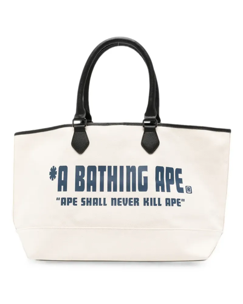 BAPE logo-print tote bag - Nude Nude