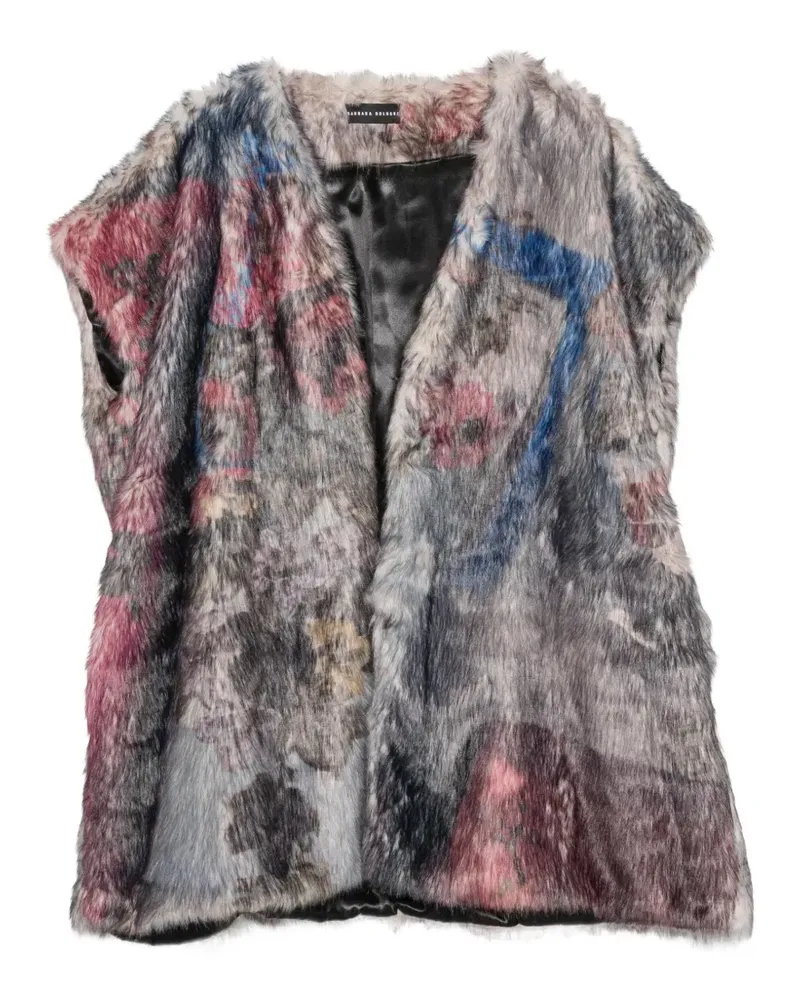 Barbara Bologna graphic-print faux-fur gilet - Grau Grau