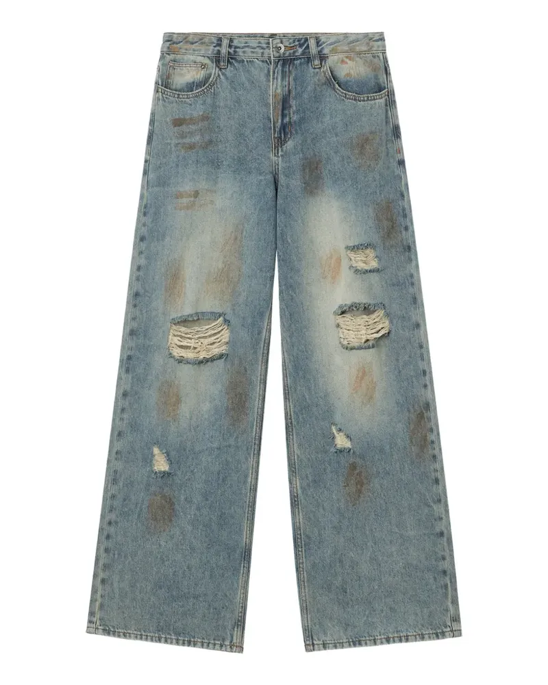 Tout a Coup Weite Jeans im Distressed-Look - Blau Blau