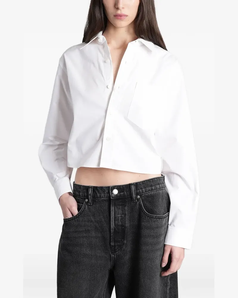 Alexander Wang cropped logo-embroidered shirt - Weiß Weiß
