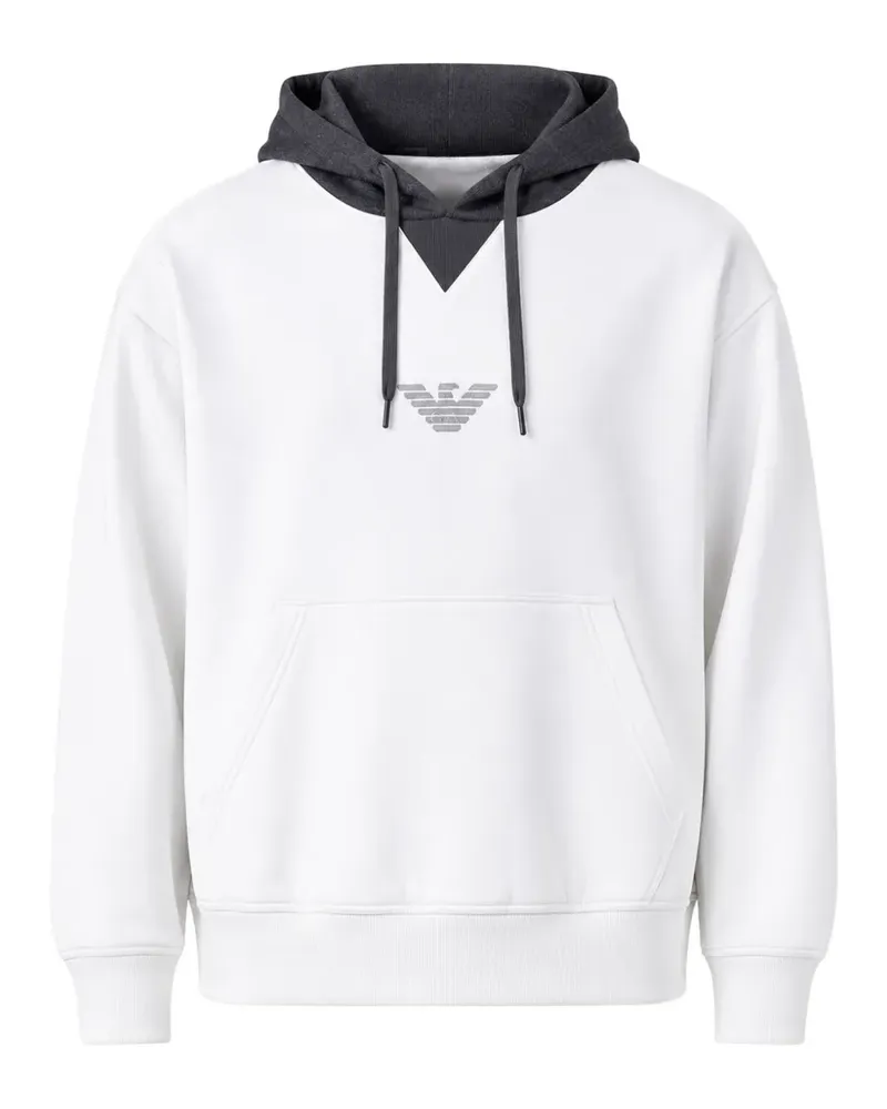 Emporio Armani logo-embroidered panelled hoodie - Weiß Weiß
