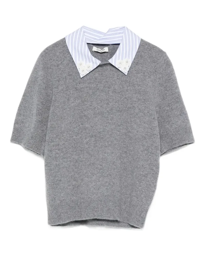 Sandro Oberteil mit gestreiftem Kragen - Grau Grau