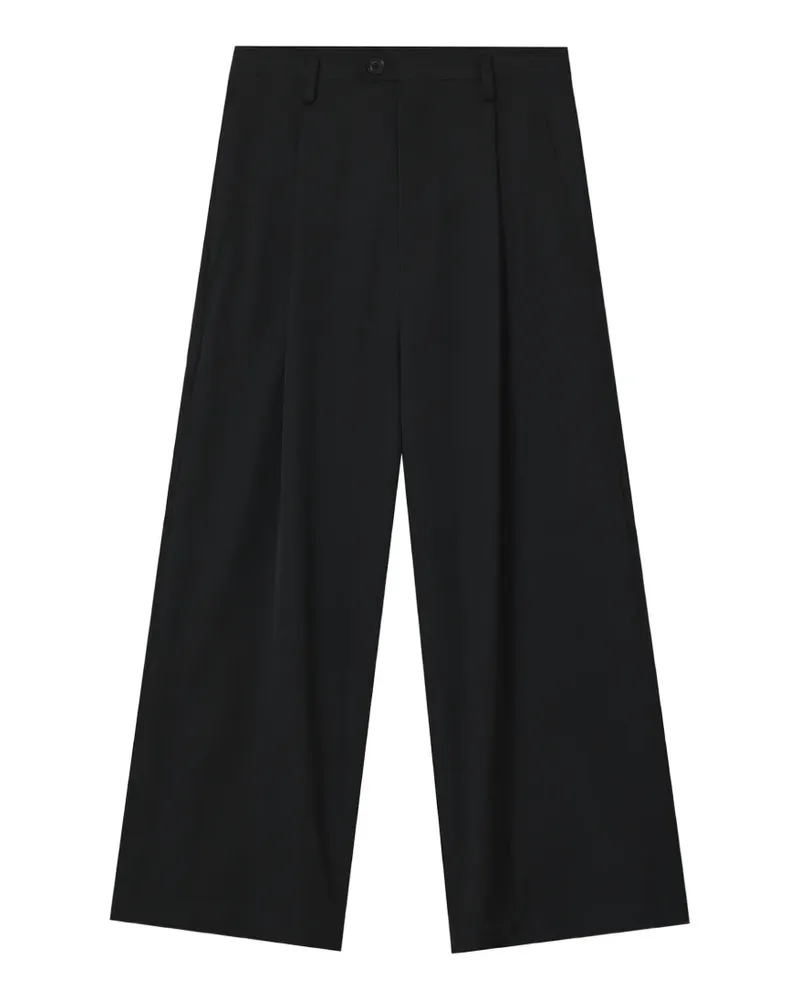 Yohji Yamamoto Wide-Leg-Hose mit Bundfalten - Schwarz Schwarz