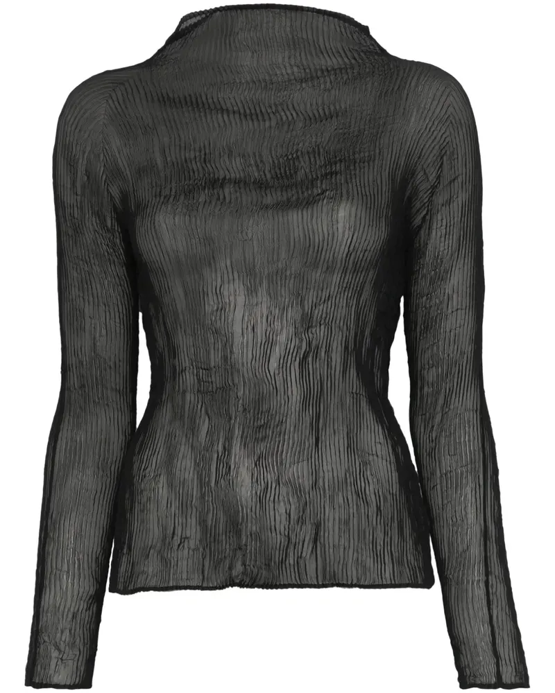 Issey Miyake Chiffon Twist Oberteil - Schwarz Schwarz