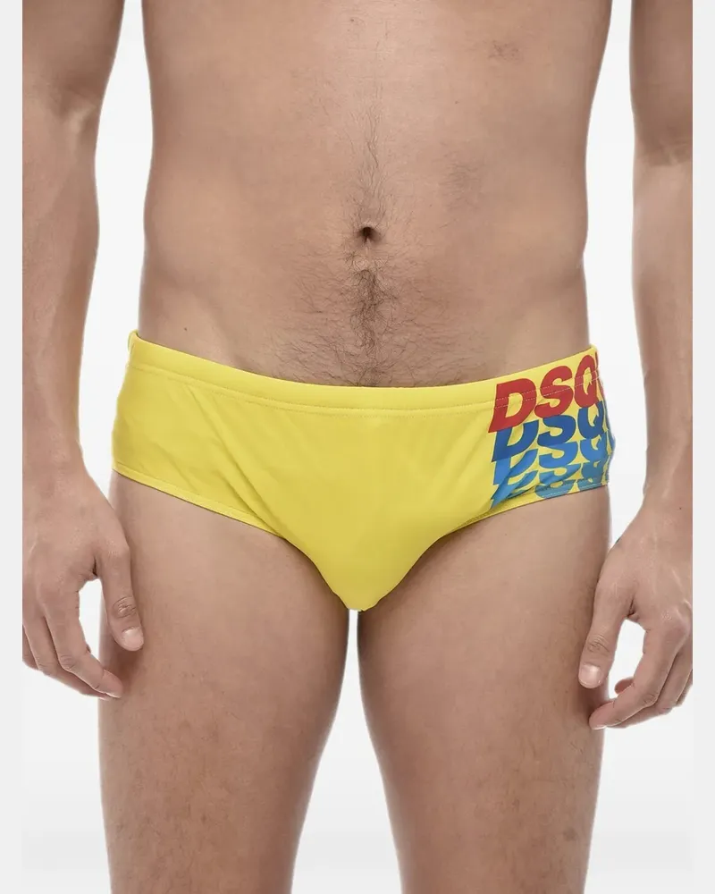 Dsquared2 logo-print elasticated swim briefs - Gelb Gelb