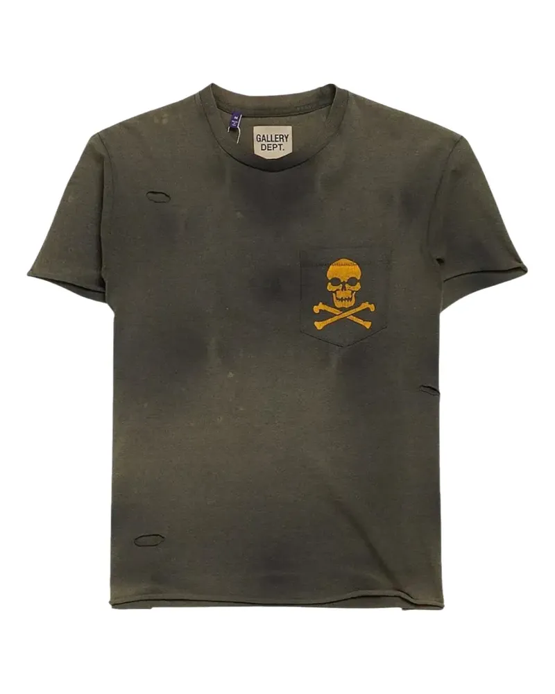 GALLERY DEPT. T-Shirt mit Knochen-Print in Distressed-Optik - Grau Grau