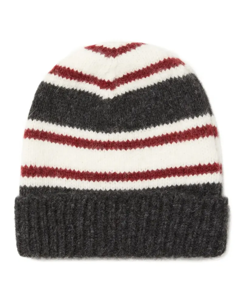 Alanui Gestreifte Grunge Beanie - Grau Grau