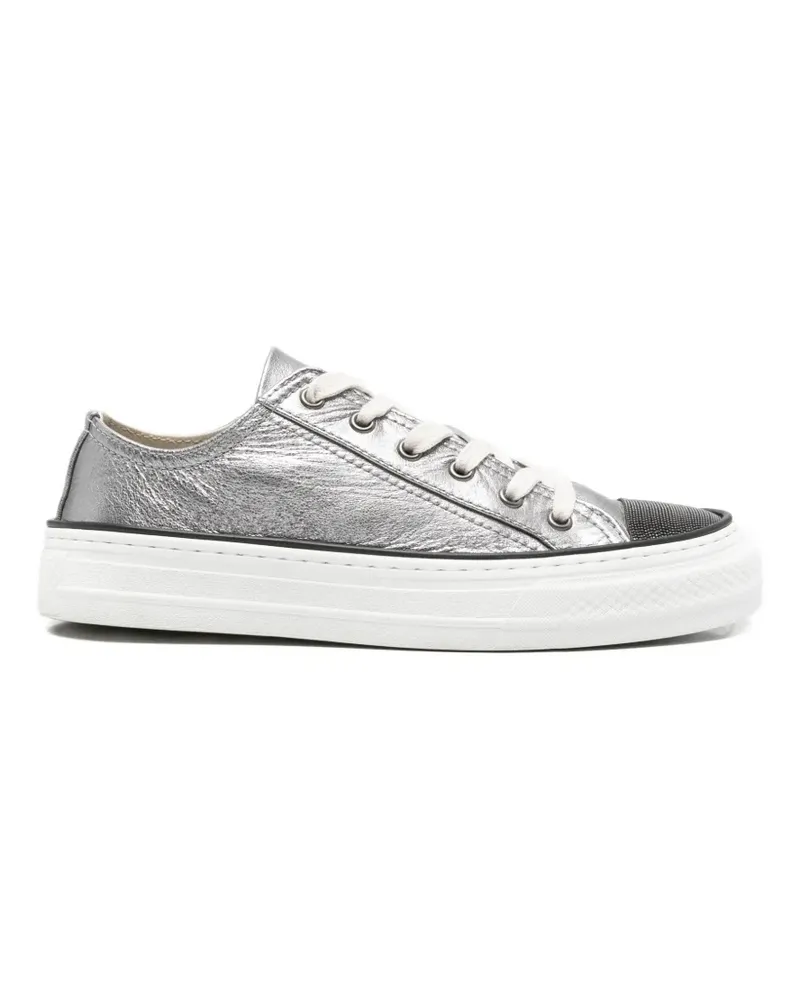 Brunello Cucinelli metallic lace-up sneakers - Silber Silber