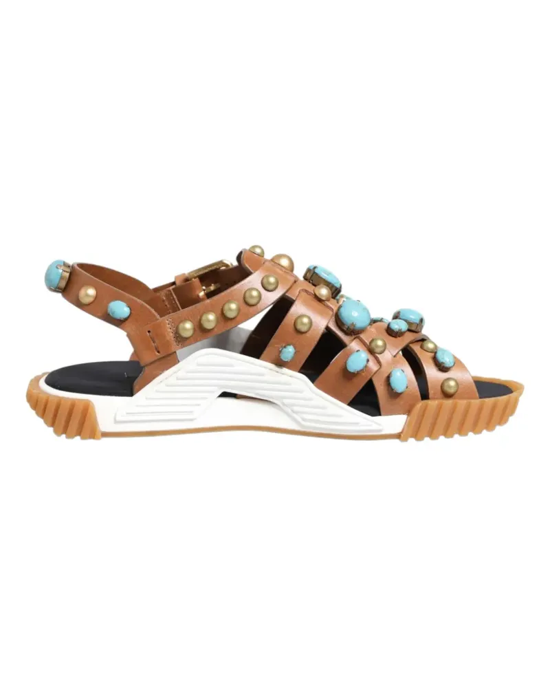 Dolce & Gabbana turquoise stone-embellished studded sandals - Braun Braun