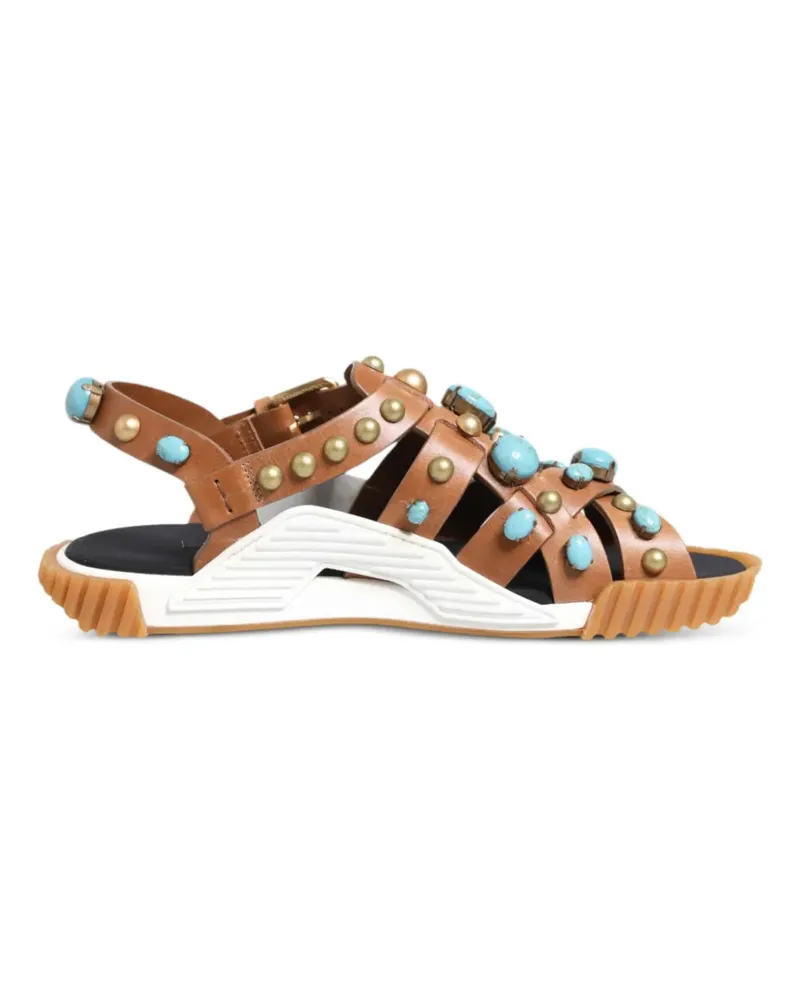 Dolce & Gabbana turquoise stone-embellished studded sandals - Braun Braun