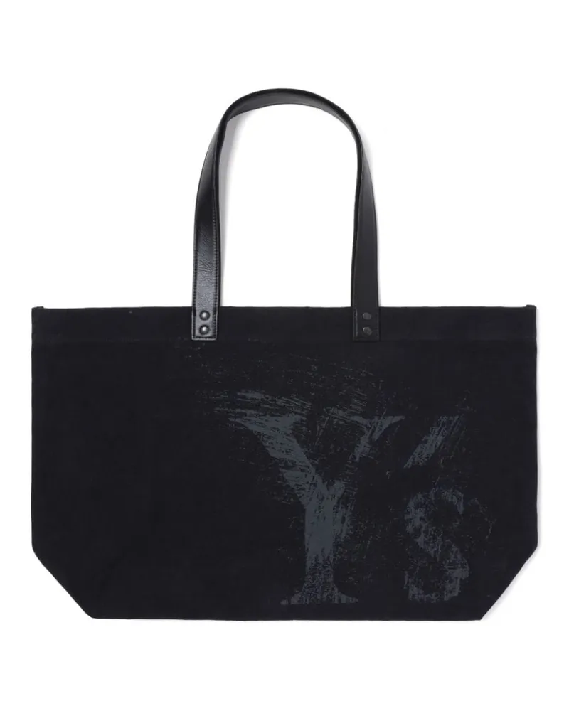 Yohji Yamamoto Handtasche mit Logo-Print Schwarz