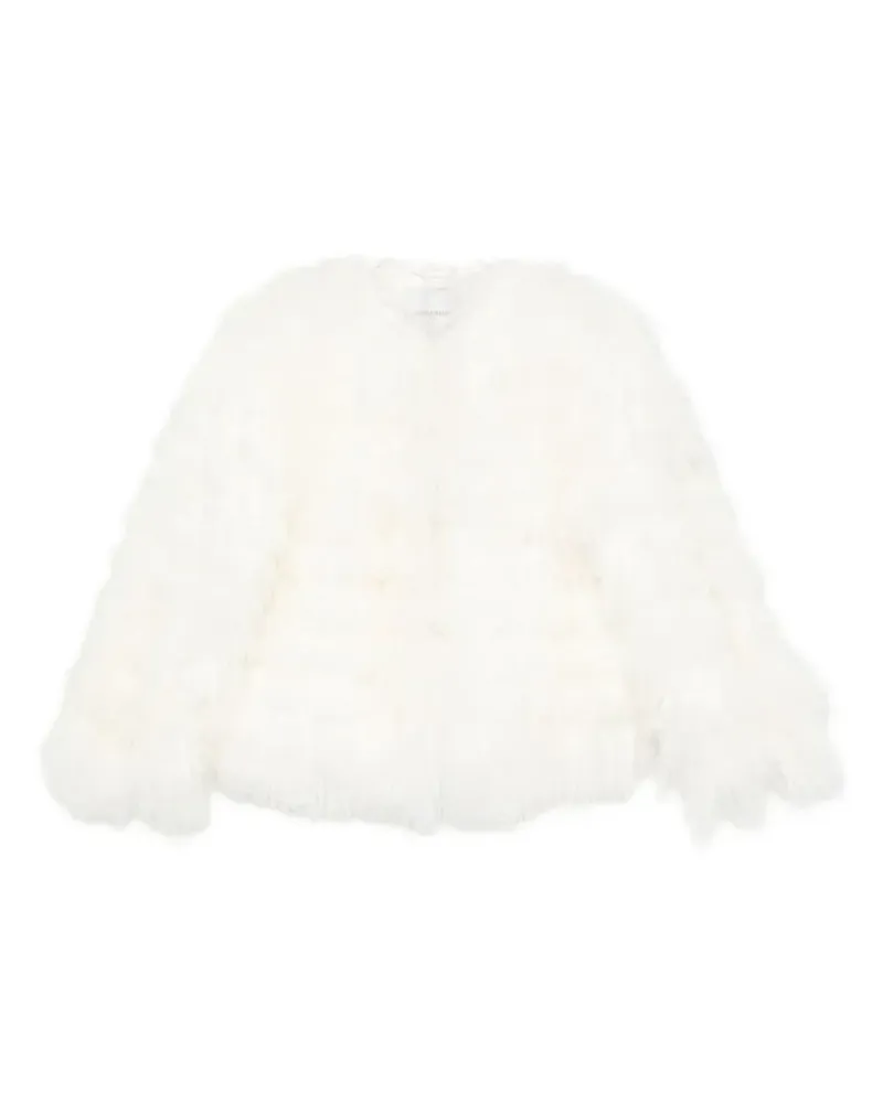 Ermanno Scervino Jacke aus Faux Fur mit rundem Ausschnitt - Weiß Weiß