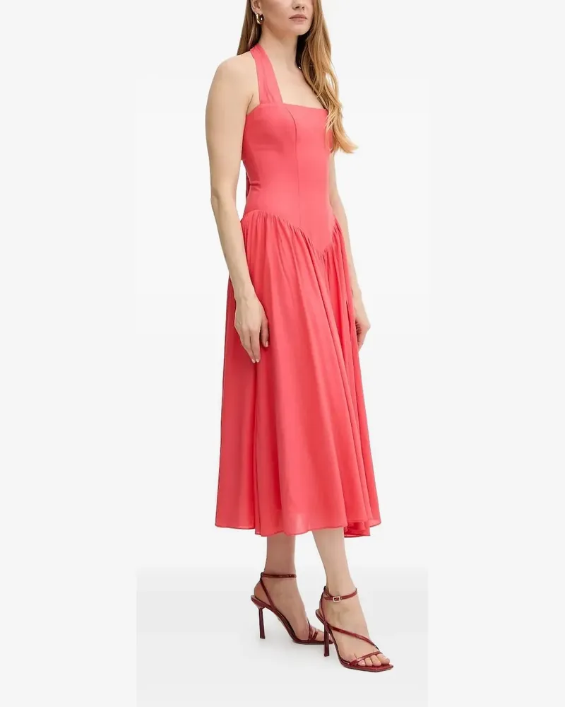 Bardot Neckholder-Midikleid mit gerafftem Rock - Rosa Rosa