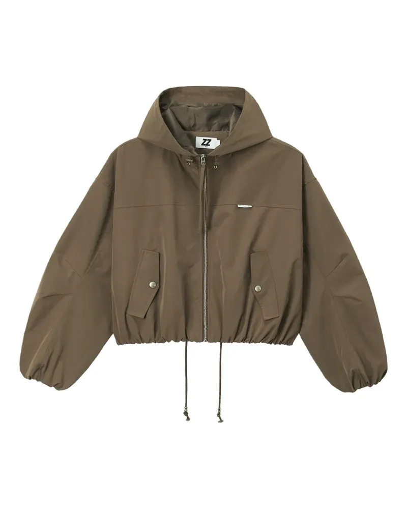 Izzue Cropped-Jacke mit Logo-Print - Braun Braun