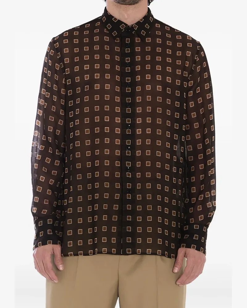Saint Laurent Geometrisch gemustertes Hemd - Braun Braun