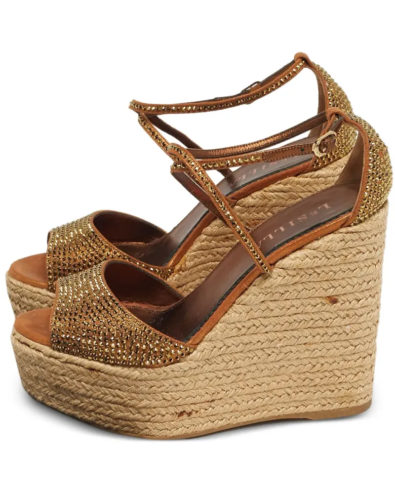 Le Silla suede crystal-embellished wedge espadrille - Nude Nude