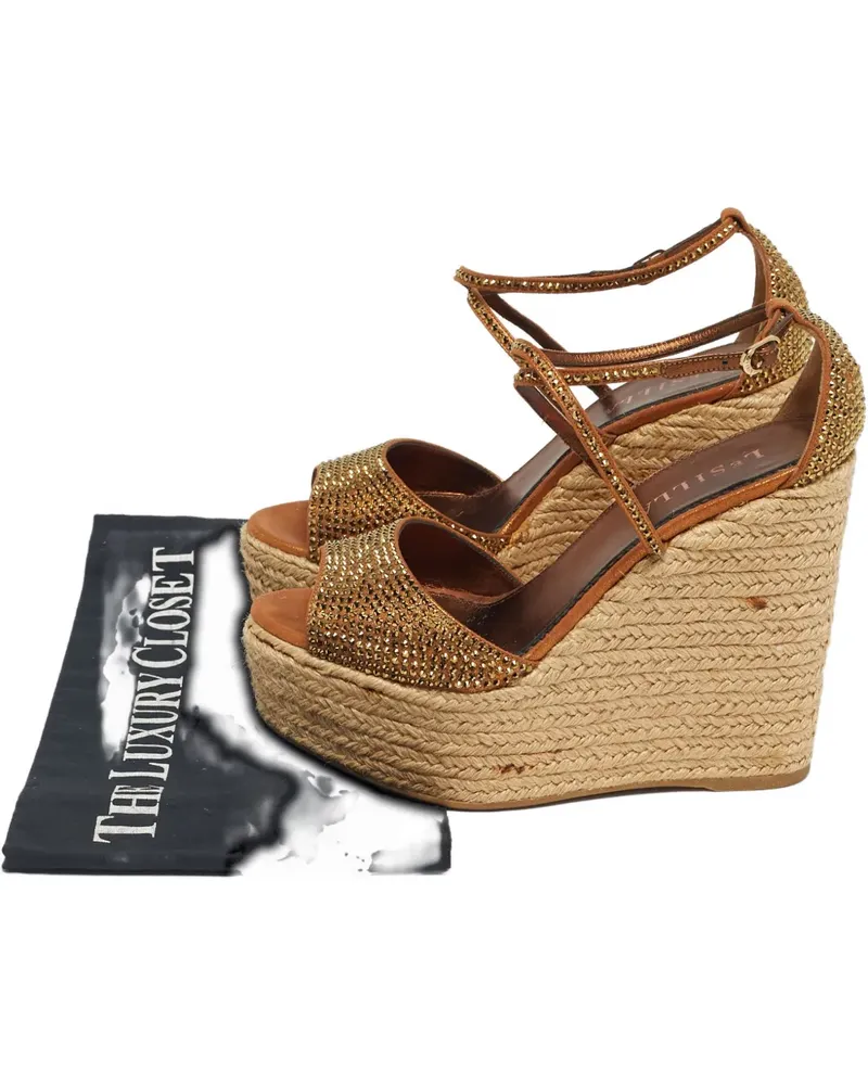 Le Silla suede crystal-embellished wedge espadrille - Nude Nude