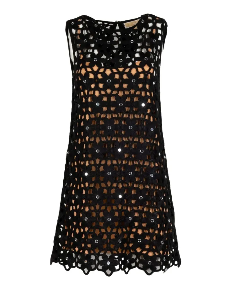 Michael Kors Minikleid mit Blumenapplikation - Schwarz Schwarz