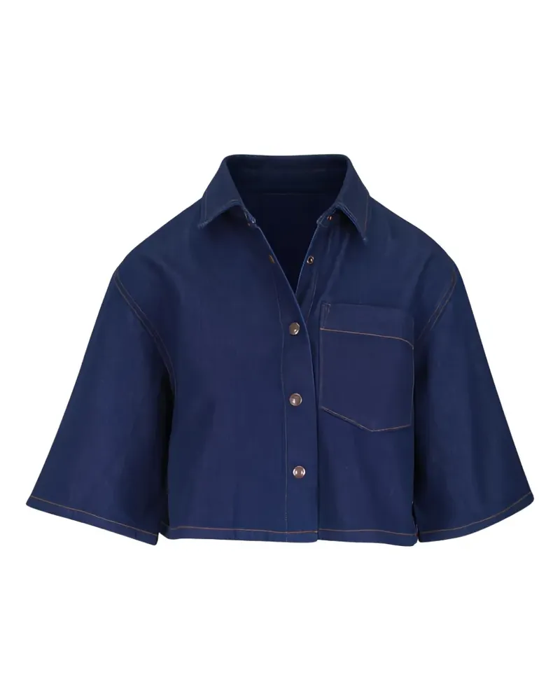 AGOLDE Tomine Cropped-Hemd - Blau Blau