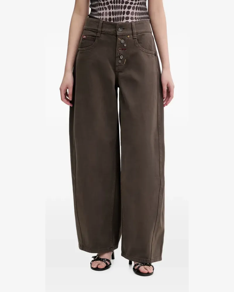 Miss Sixty Wide-Leg-Jeans mit Knopfleiste - Braun Braun