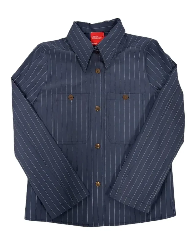 ..,merci pinstripe-pattern patch-pocket shirt - Blau Blau