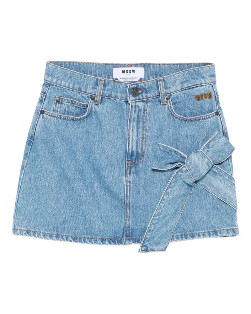 MSGM Gerader Jeans-Minirock mit Schleifendetail - Blau Blau