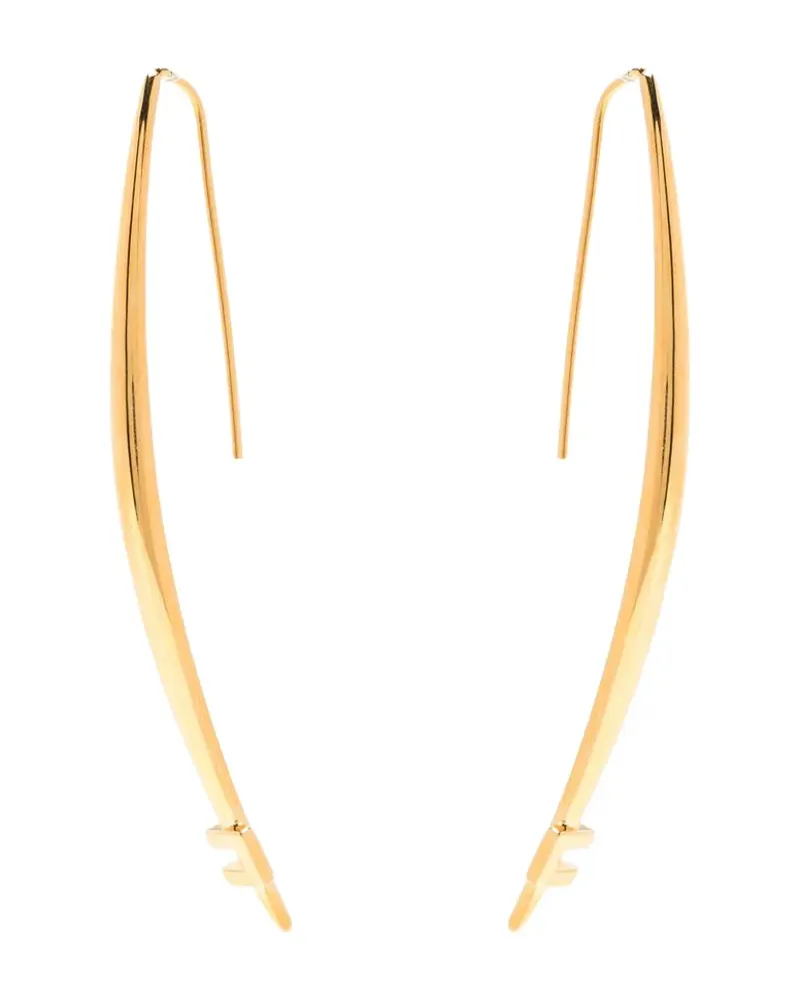 Elisabetta Franchi Ohrringe mit Logo-Schild - Gold Gold