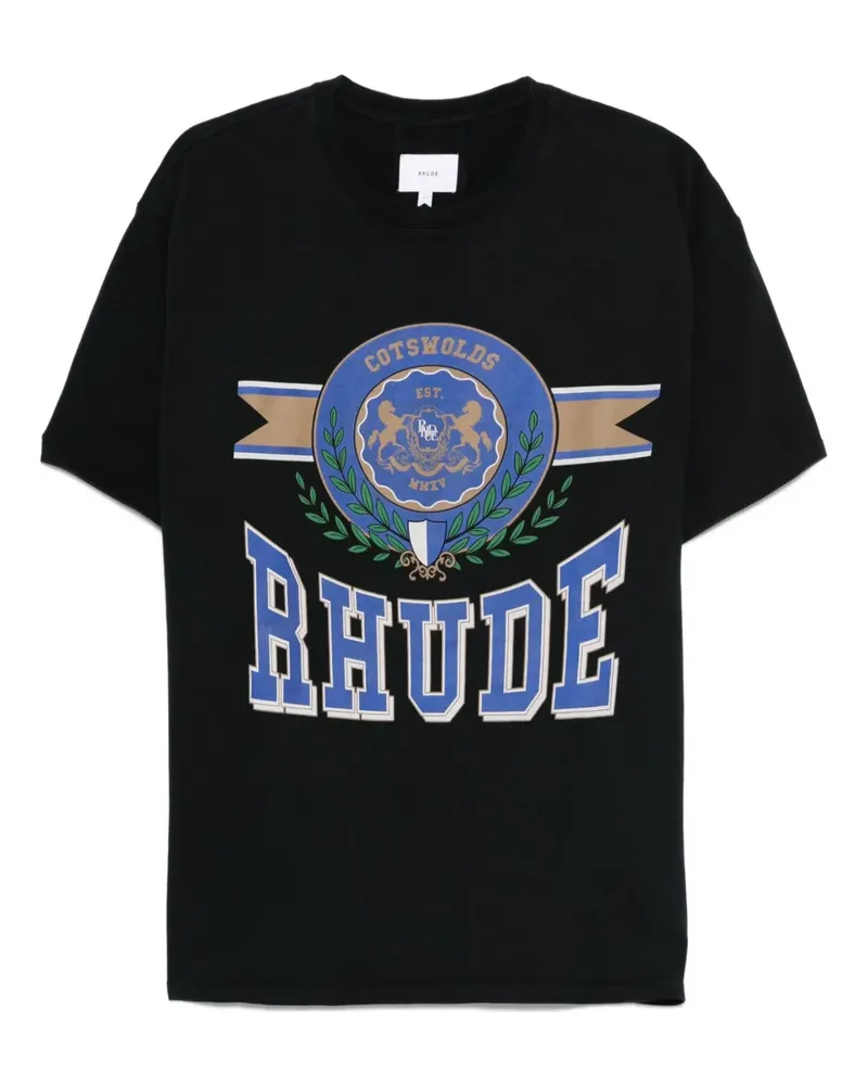 RHUDE T-Shirt mit Wappen-Print - Schwarz Schwarz
