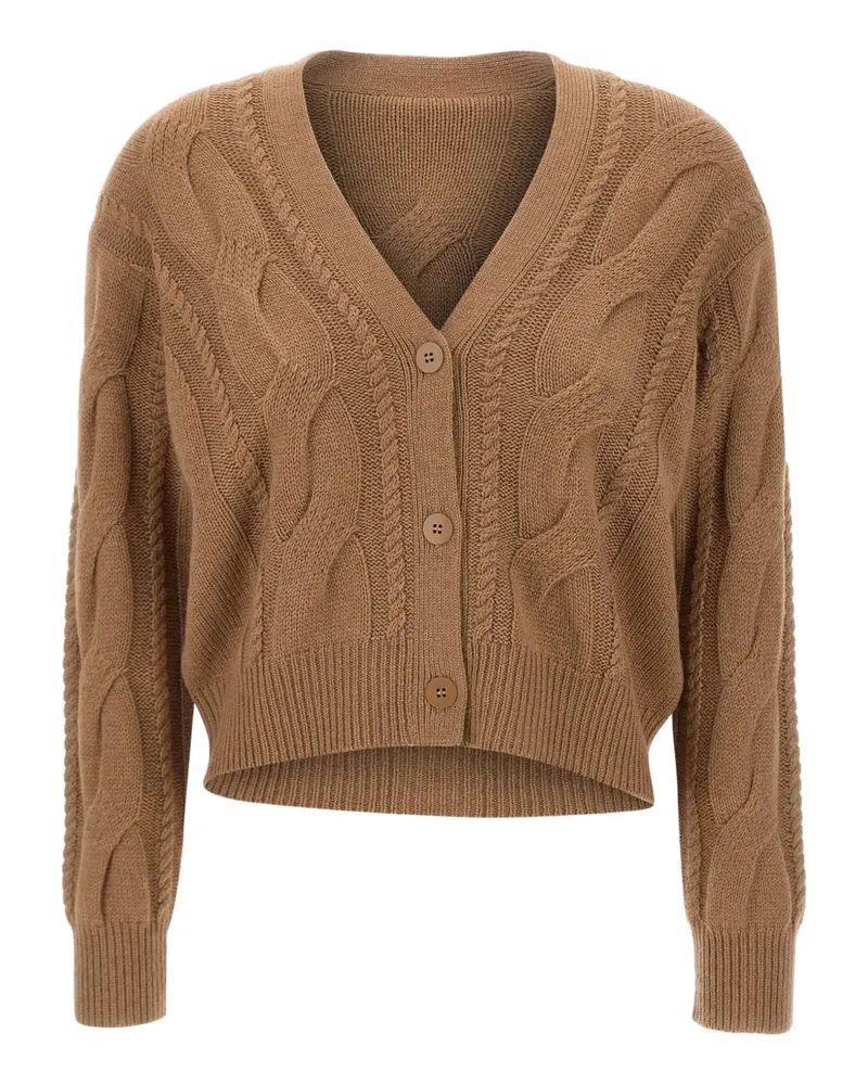 Max Mara Geknöpfter Aladino Cardigan mit Zopfmuster - Braun Braun