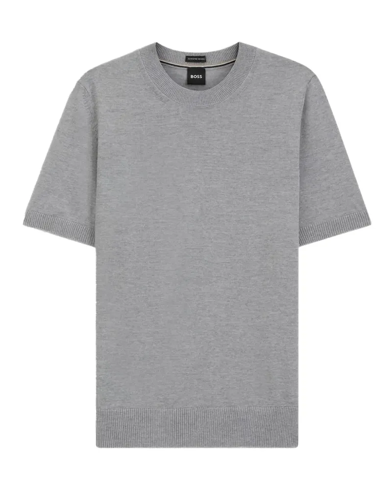 HUGO BOSS Kurzärmeliger Strickpullover - Grau Grau