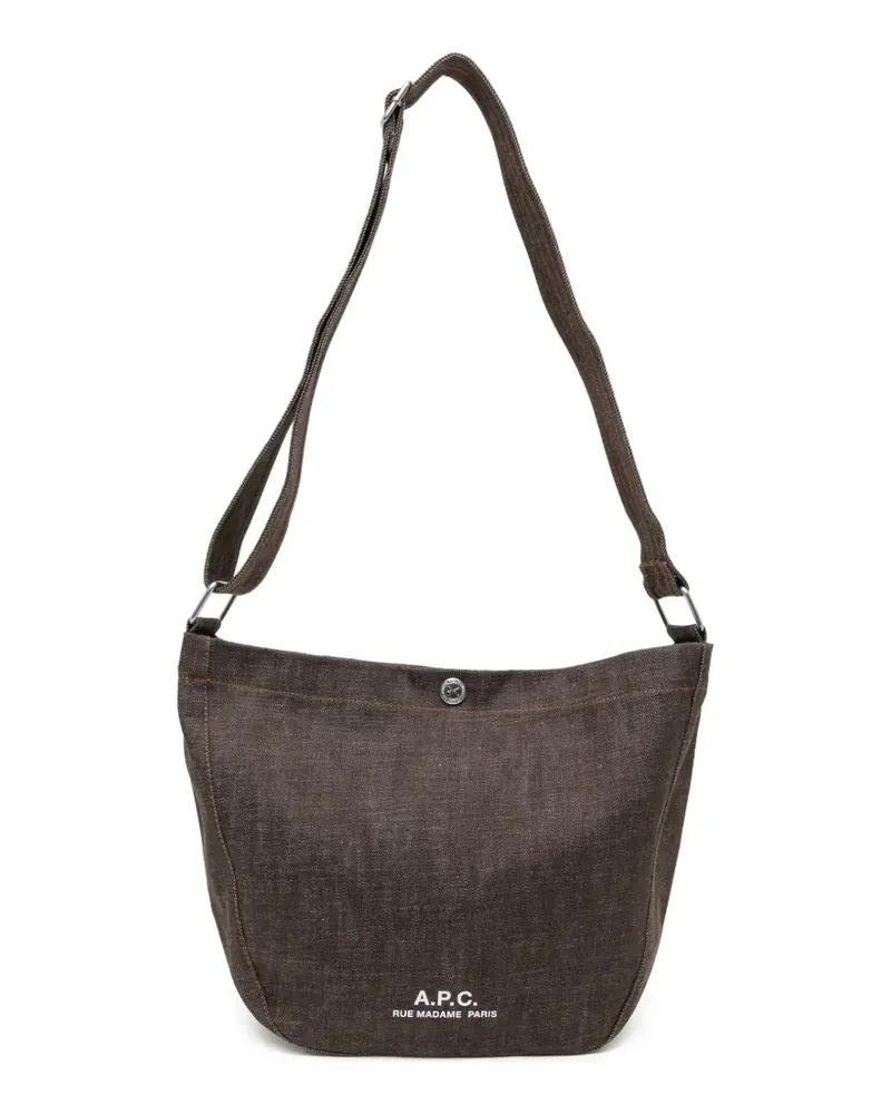 A.P.C. Schultertasche mit Logo-Print - Silber Silber