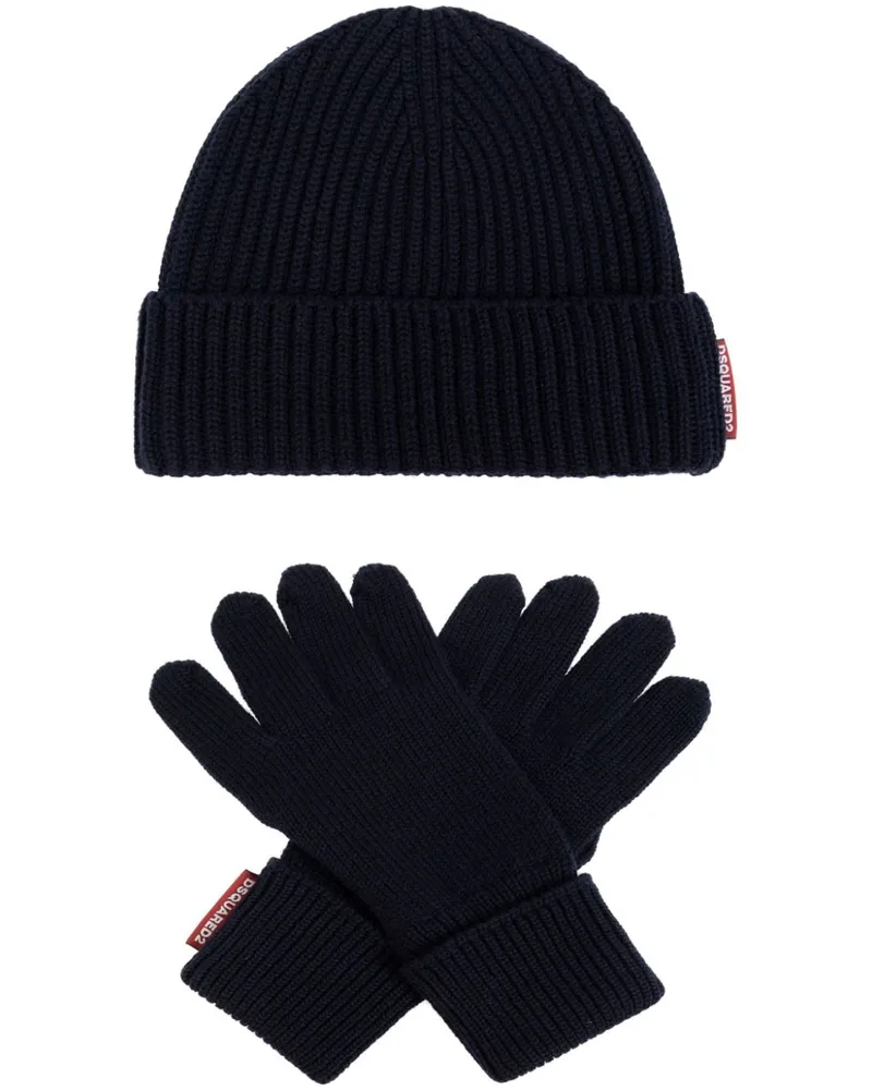Dsquared2 Set aus Beanie und Handschuhen - Schwarz Schwarz
