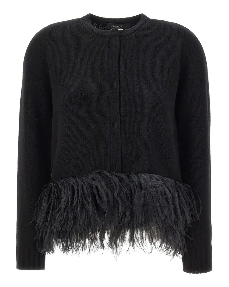 Fabiana Filippi feather-trim cardigan - Schwarz Schwarz