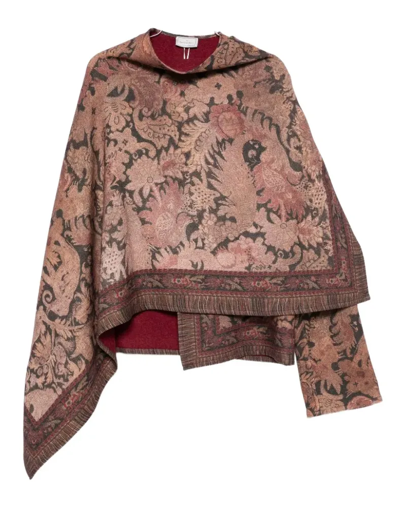 Pierre-Louis Mascia floral-print asymmetric-hem cape - Braun Braun