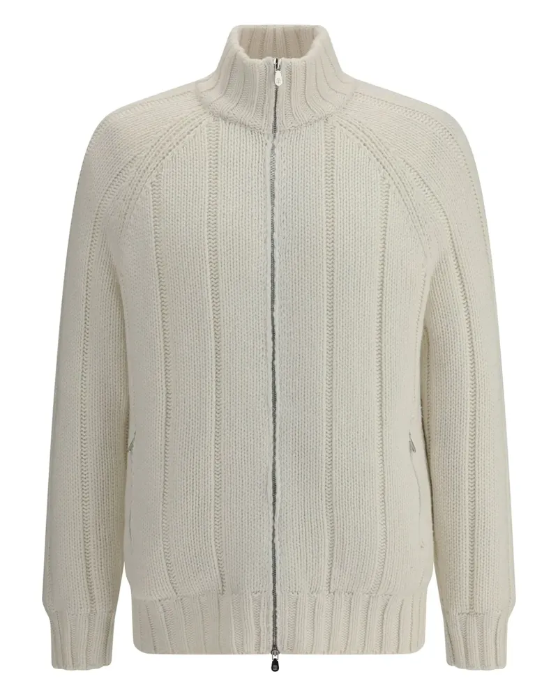 Brunello Cucinelli Kaschmircardigan mit Reißverschluss - Weiß Weiß