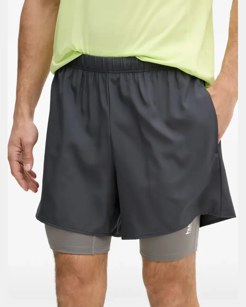 hummel HMLHIIT Intensity Sportshorts im Layering-Look mit Logo-Print - Grau Grau