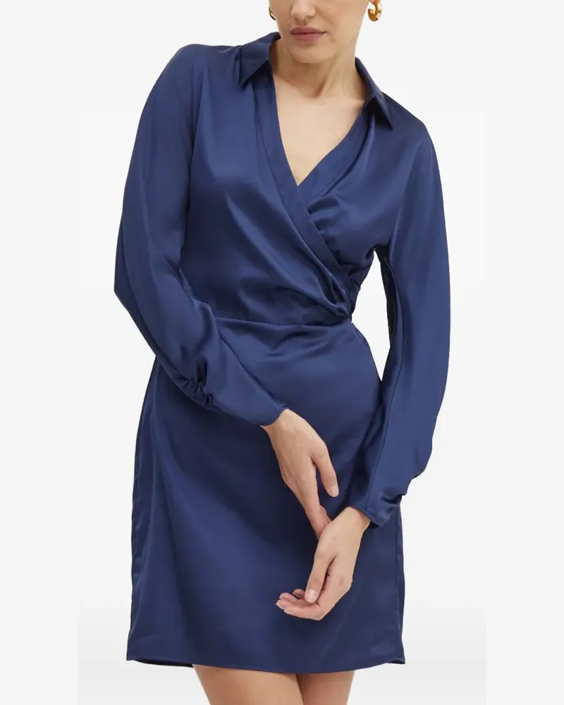 Guess Gewickeltes Minikleid mit Kragenausschnitt - Blau Blau
