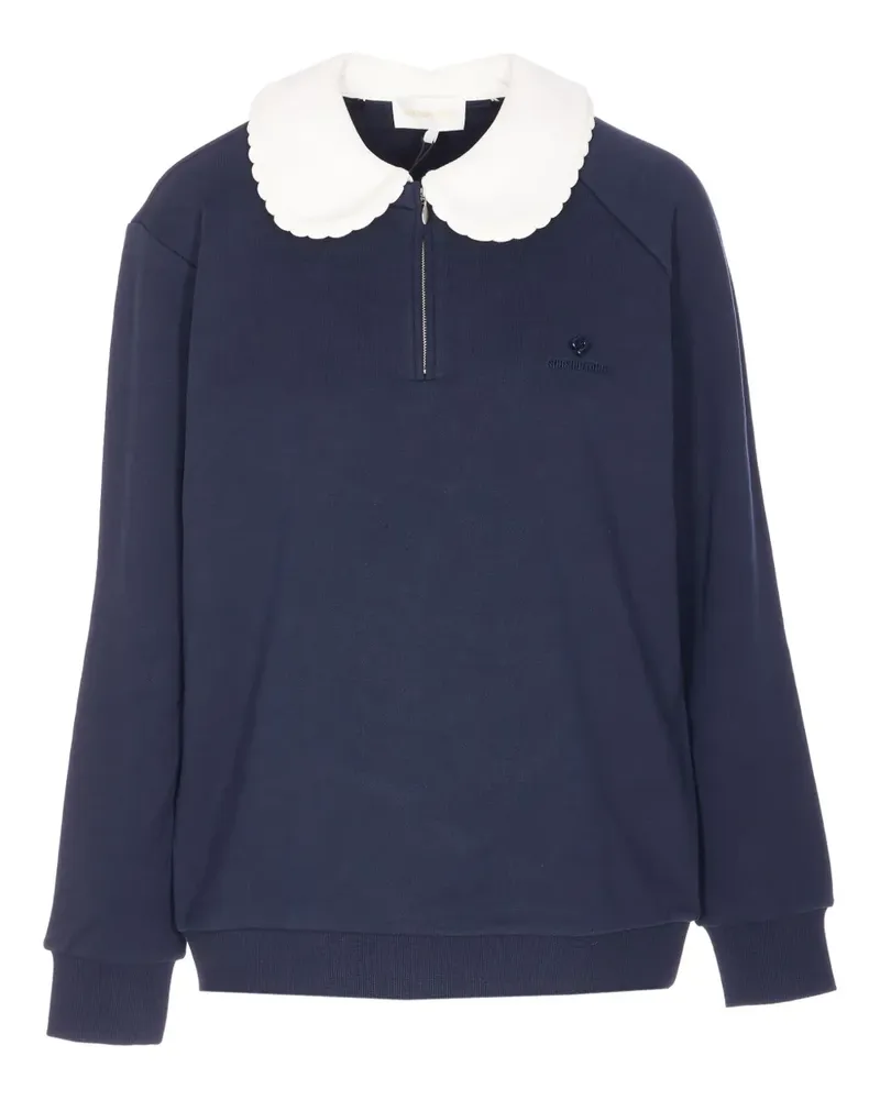 SHUSHU/TONG doll collar embroidered sweatshirt - Blau Blau