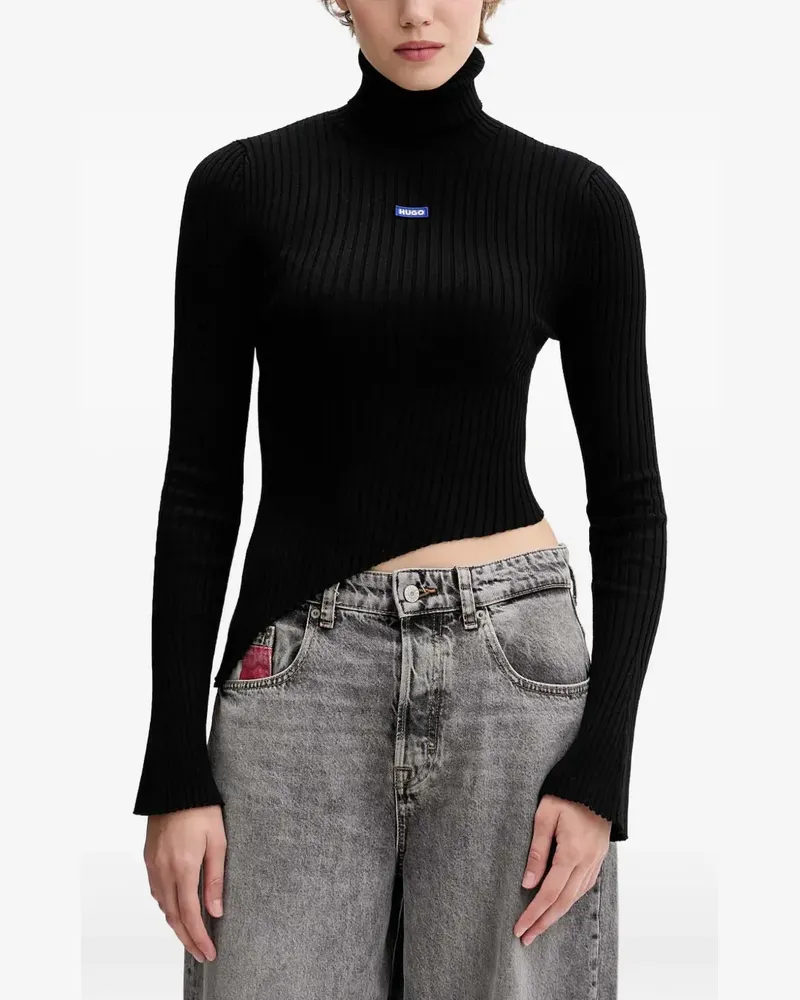 HUGO BOSS turtleneck slit sweaterr - Schwarz Schwarz