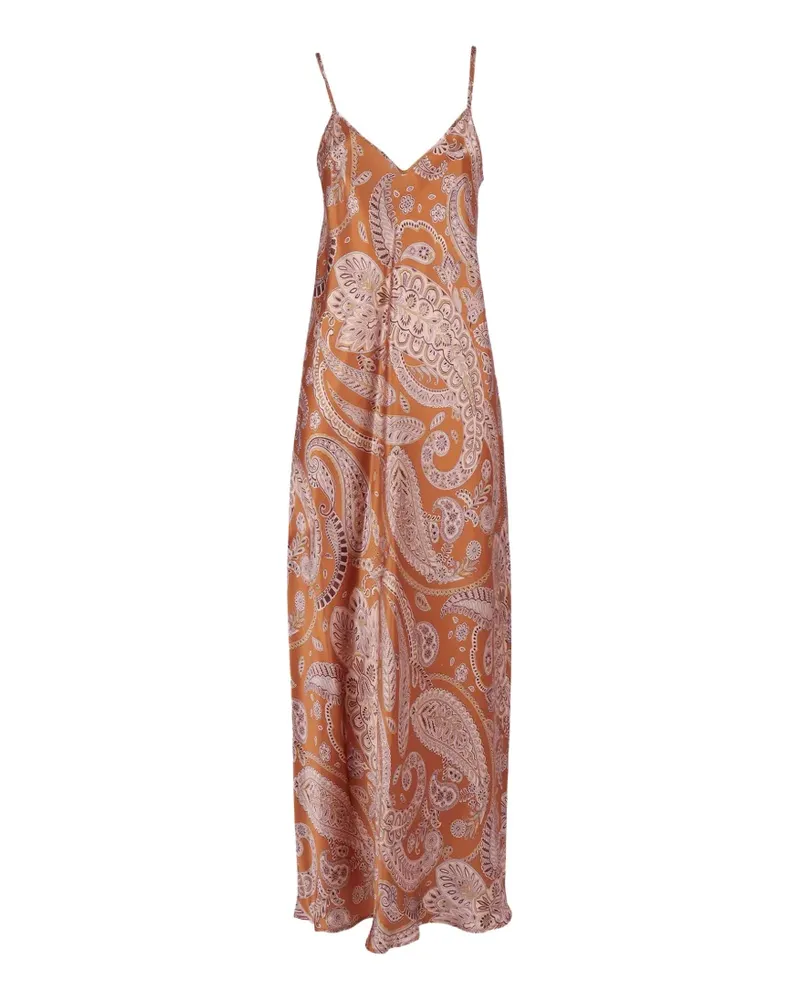 Antonelli Firenze paisley-pattern silk maxi dress - Orange Orange