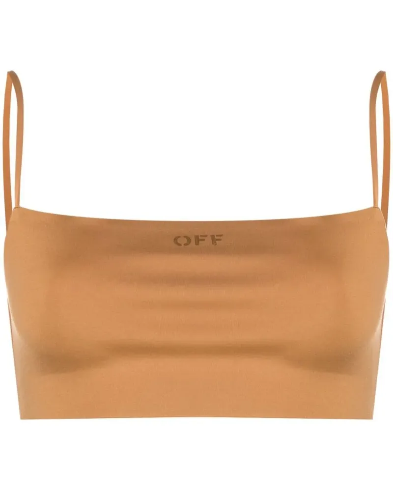 OFF-WHITE Cropped-Top mit Logo-Print - Braun Braun