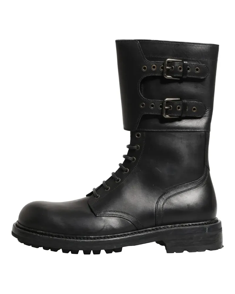 Dolce & Gabbana Bikerstiefel mit Gürtel - Schwarz Schwarz