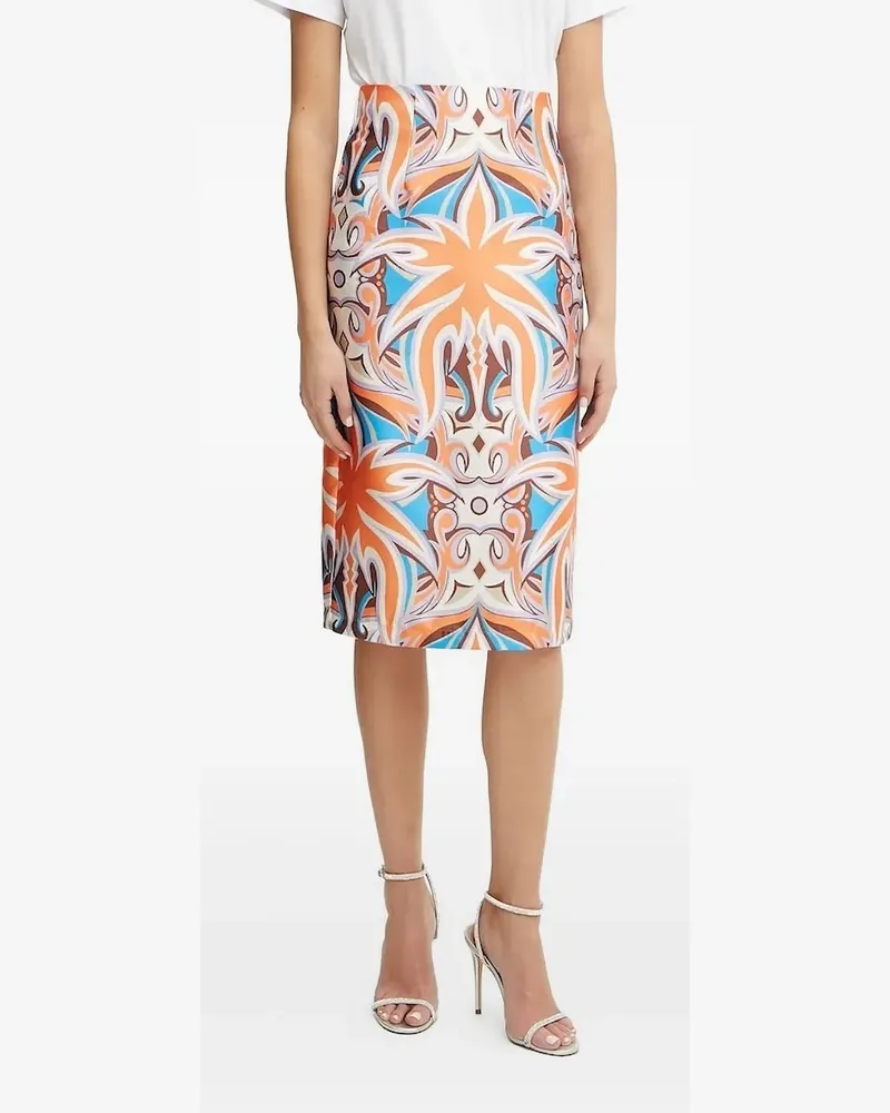 Silvian Heach Midirock mit abstraktem Print - Orange Orange