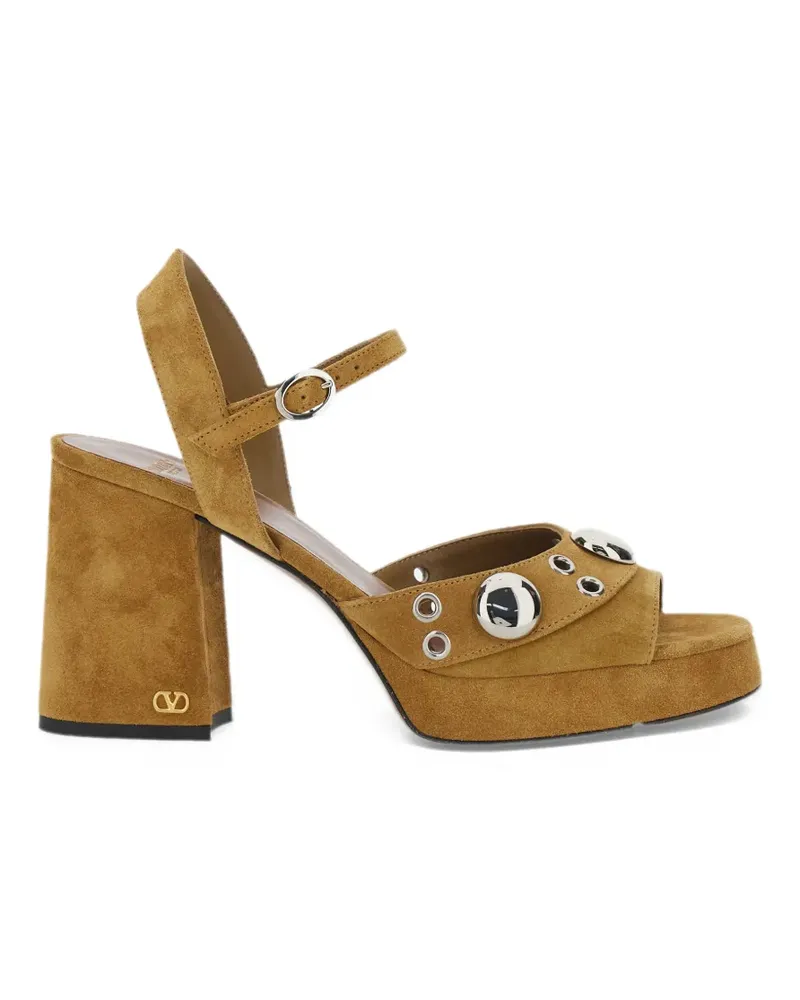 Valentino Garavani Nelcôte Plateau-Sandalen aus Spaltleder 90mm - Braun Braun