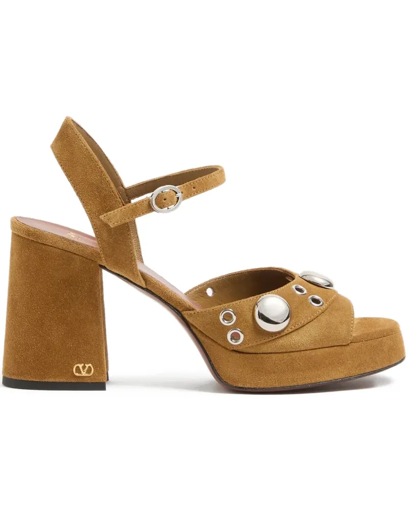 Valentino Garavani Sandalen mit Logo-Schild - Braun Braun