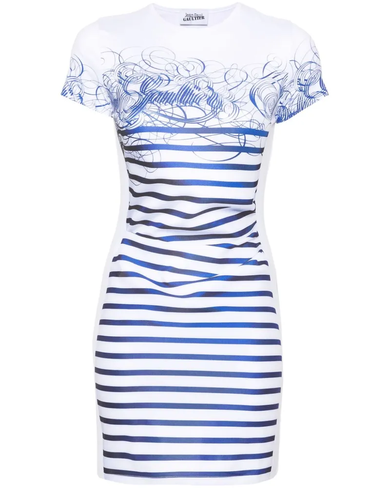 Jean Paul Gaultier Gestreiftes Minikleid - Weiß Weiß