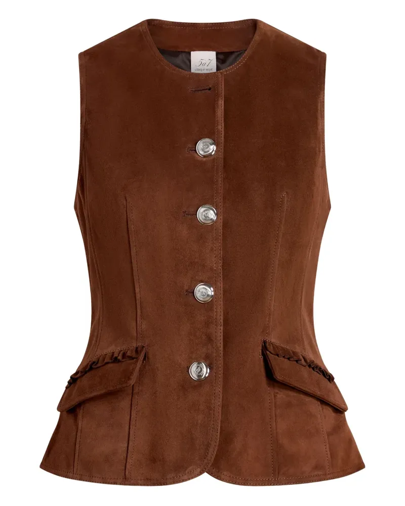 Cinq à Sept Chris buttoned-pocket suede gilet - Braun Braun